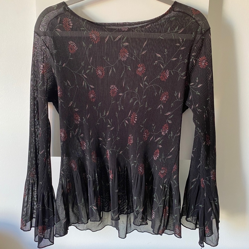 Vintage sheer, flower-print blouse